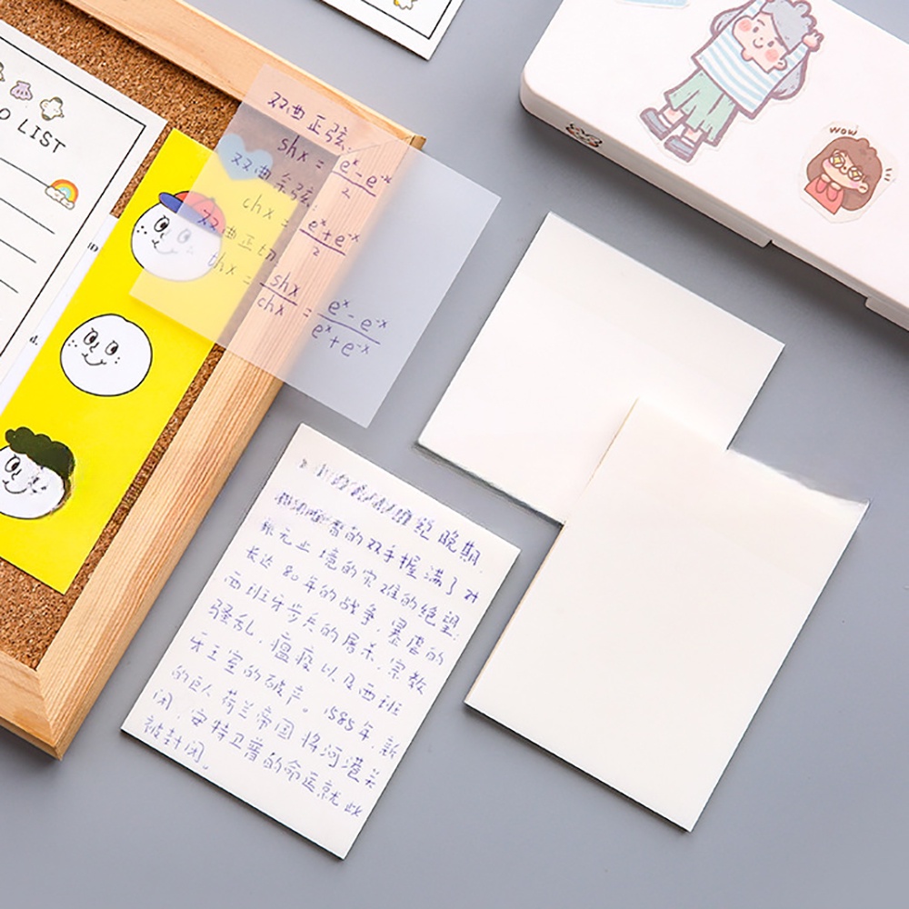 50folhas PET Notas Adesivas Transparentes Memo Sticky Notes Marca ...