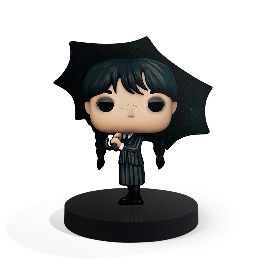 Totem Pequeno Boneco Wandinha Addams Wednesday 7cm + Base 