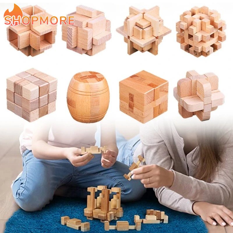 Kong Ming Luban Lock Kids Crianças 3D Brinquedos De Madeira Artesanais De Qi Intelectual Adulto Jogo De Quebra-Cabeça Educacional