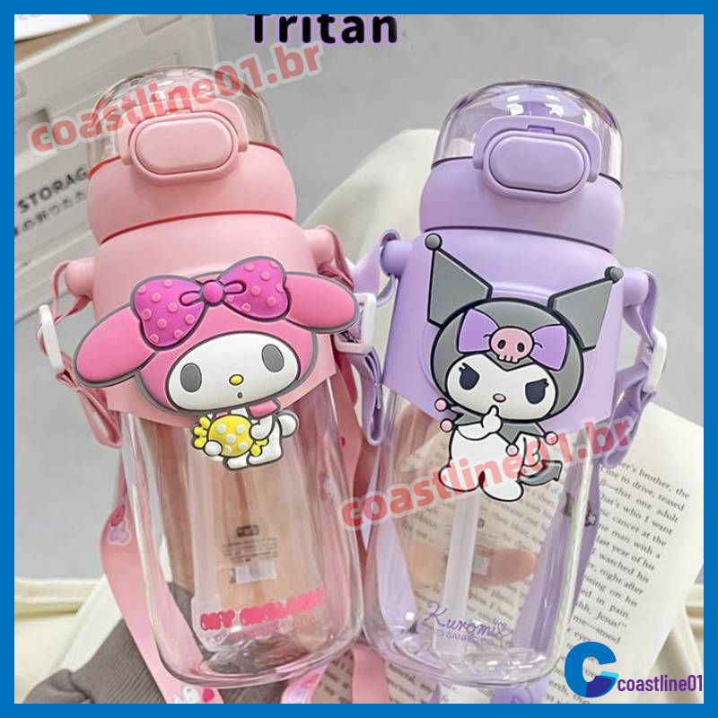 600ml Garrafa de Água Com 3d Adesivos Protable Sanrioed Copo Palha Kuromi Cinnamoroll Brinquedos Dos Desenhos Animados Anime Boneca Manga Copo de Vidro para Crianças Meninos Meninas Presente COA01r