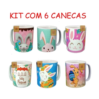 KIT com 6 Canecas Páscoa Café Chá 350ml Lembrança Presente em Oferta na Shopee