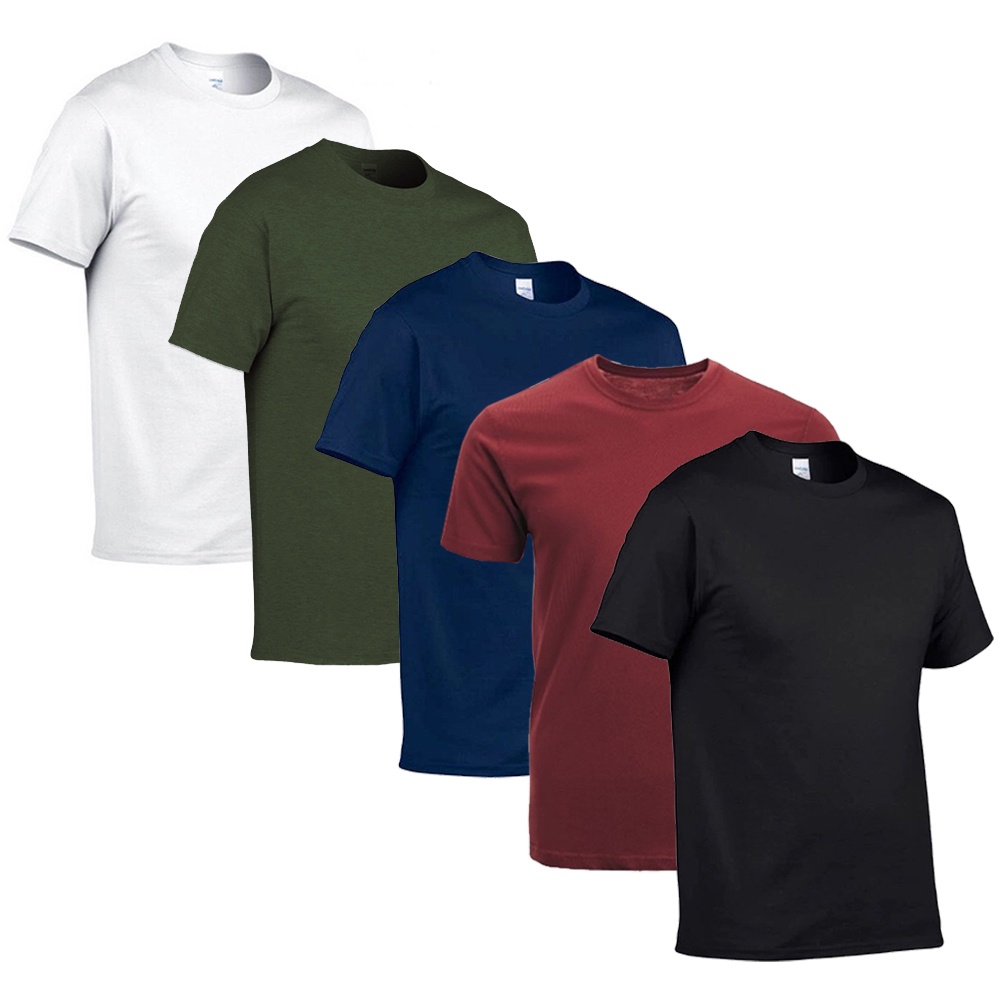 Kit5 Camiseta Masculina Plus Size Lisa Algodao 30.1?Basica