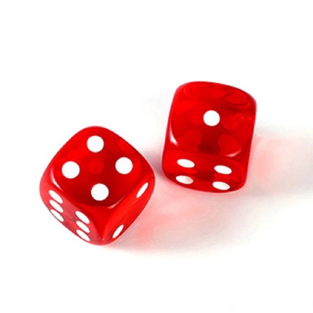 Kit de 5 Dados D6 - 6 Lados Dado POKER VERMELHO Translúcido 19mm