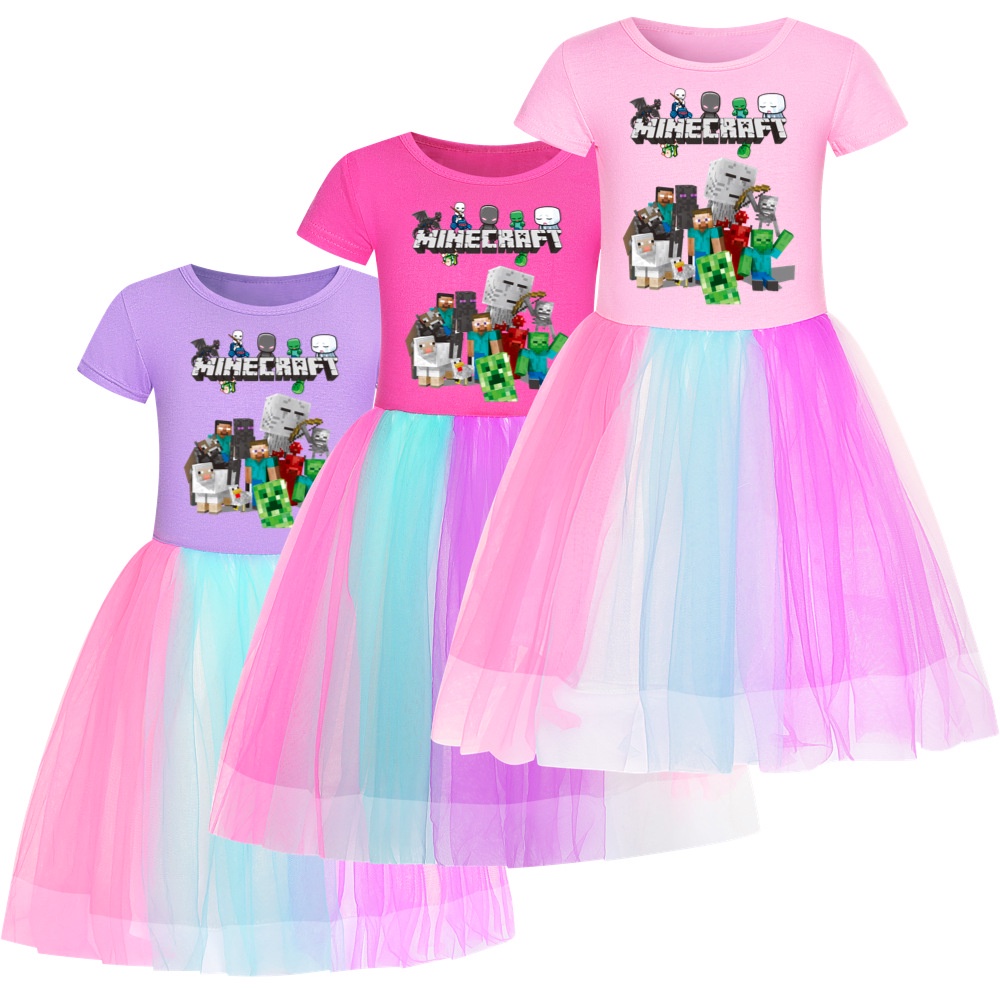 ROBLOX-Vestido de princesa manga curta feminino, roupa de criança