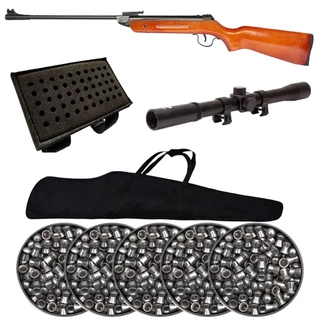Carabina Pressão QGK 14 Madeira Gen II STD 5.5 - QGK + 5 Chumbos + Capa + Porta Chumbo + Luneta 4x20