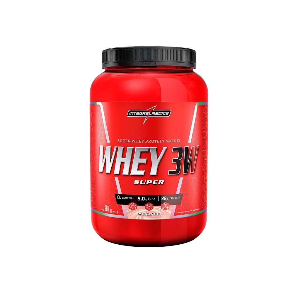 Super Whey 3W 907g Morango – Integralmédica