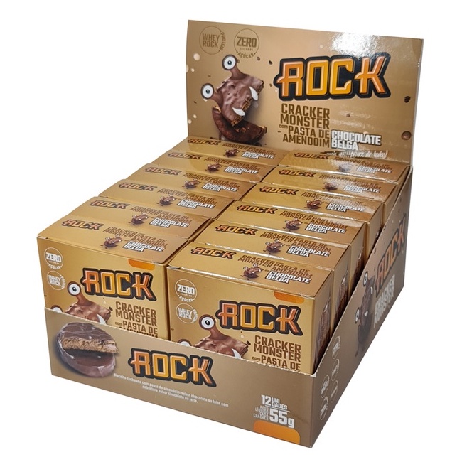 Cracker Monster com Pasta de Amendoim (Caixa Contendo 55g Cada Unidade) - Rock