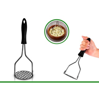 Amassador De Batata E Legumes De Inox Com Cabo Preto 24,5CM