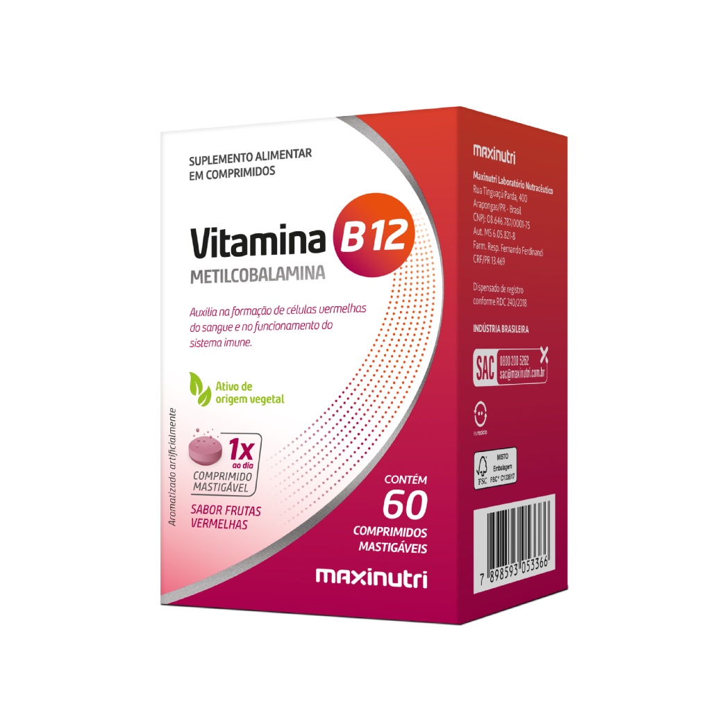 Vitamina B12 Metilcobalamina 60 Cpr Mastig Maxinutri Shopee Brasil