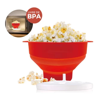 Pipoqueira De Microondas Em Silicone Dobrável Com Tampa Rápido e Pratico
