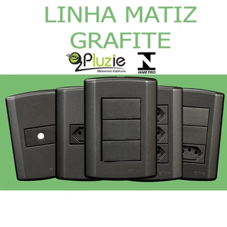 Interruptor e tomada Pluzie Matiz grafite 4x2 modular