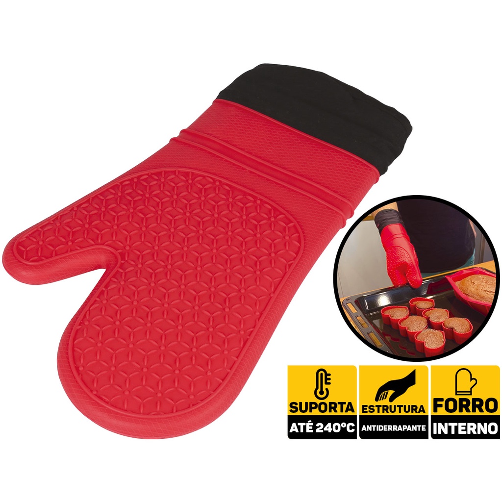 Luva Térmica De Silicone Forrada Forno Fogão Panela Cozinha Mor 008538