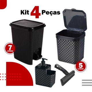 Kit 3 Caixas Organizadoras Grande com Tampa Trava 30L Preto