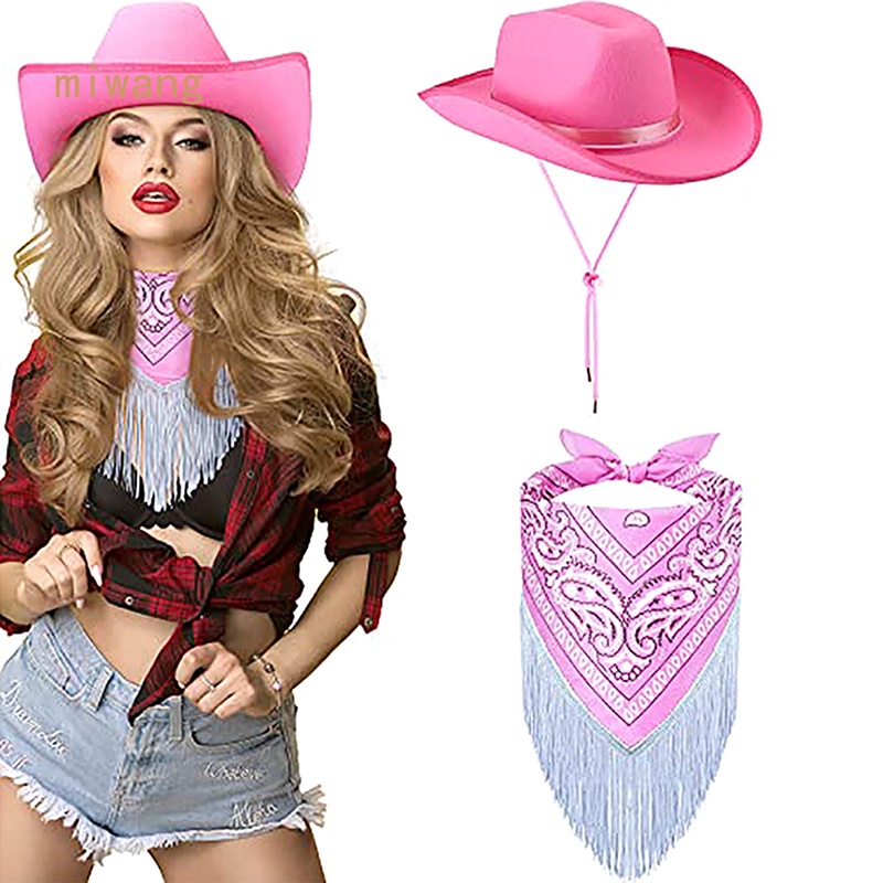 Fantasia Barbie Cowgirl Country Rosa Adulto Com Bandana