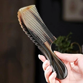 Pente De Chifre De Boi Natural Feito À Mão Búfalo Anti-Estático Massagem Profissional Dente Fino