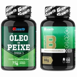 Kit Omega 3 75 Caps + Complexo B 120 Caps Growth Supplements
