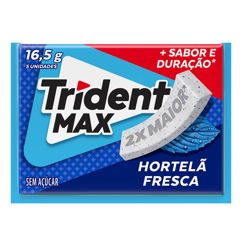 Goma de Mascar Hortelã Fresca Zero Açúcar Trident Max Envelope 16,5g 5 Unidades