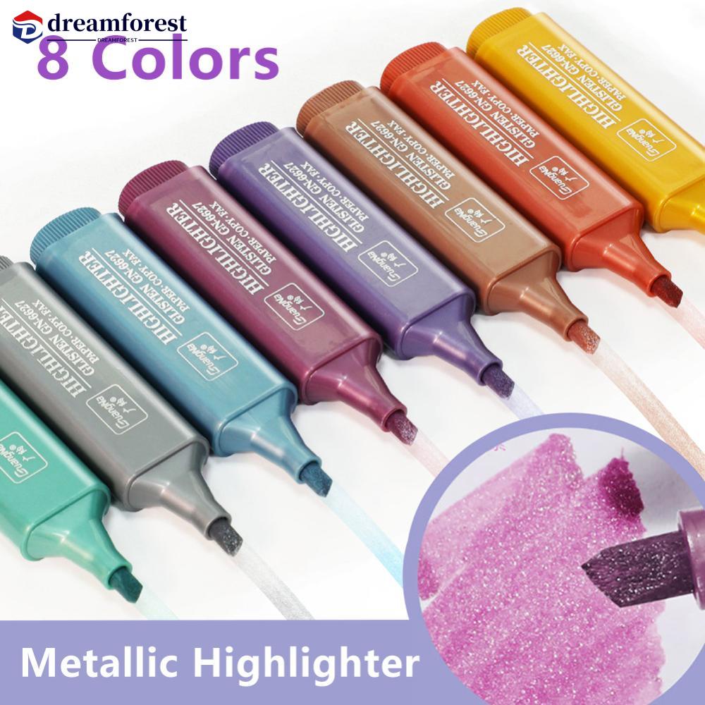 DREAMFOREST 8Colors/set Metallic Highlighter Fluorescent Glitter