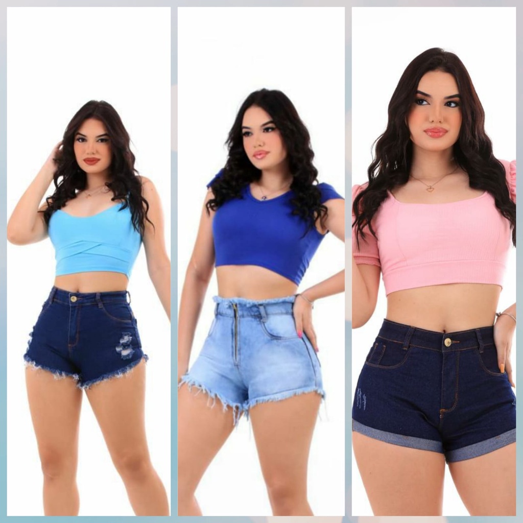 Conjunto de Academia Feminino Short Cintura Alta e Top - Atacado 44.