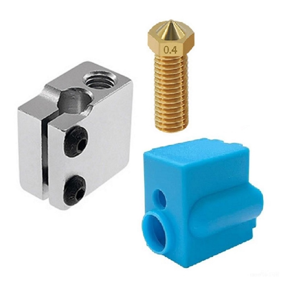 1 Bico Nozzle Volcano + 1 Bloco Aquecedor + 1 Capa Silicone 0.4mm 0.3mm 0.2mm 0.25mm 0.5mm 0.6mm 0.8mm 1.0mm