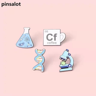 Microscópio Personalizado Esmalte Pin Flask DNA Brochura De Xícara De Café Crachá Para Bolsas De Mochila Acessórios Chapéu Ciência Cientista Professor Presente