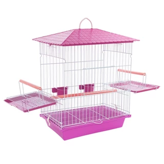 Gaiola para calopsita mansa teto plastico na cor rosa Opção Pet