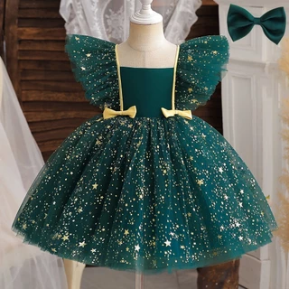 Todder Girls Dress Baby Christening Tulle Fluffy Sequined Kids Vestido De Natal Noiva Para Crianças