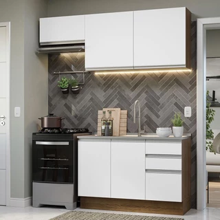 Armário de Cozinha Compacta 180cm Rustic/Branco Glamy Madesa 09 em Oferta na Shopee