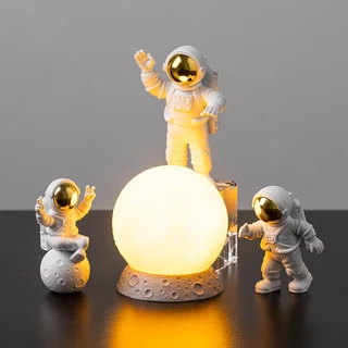 Tiktok 3 Pc Astronauta Decoração Números De Ação De E Lua Casa Resina Estátua Escritório Desktop Boy Room 1U7L