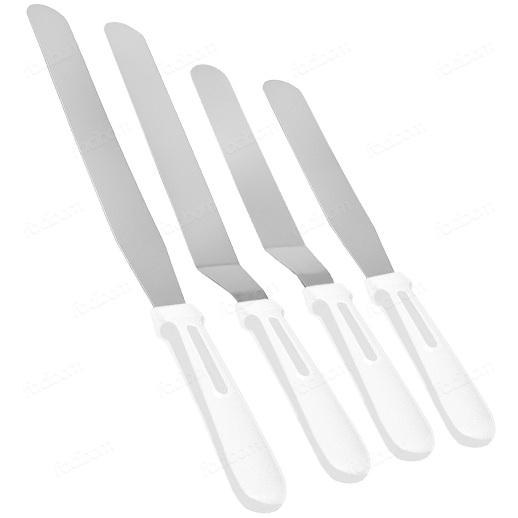 Kit 4 Espátulas Confeiteiro Em Aço Inox Decorar Bolos Tortas