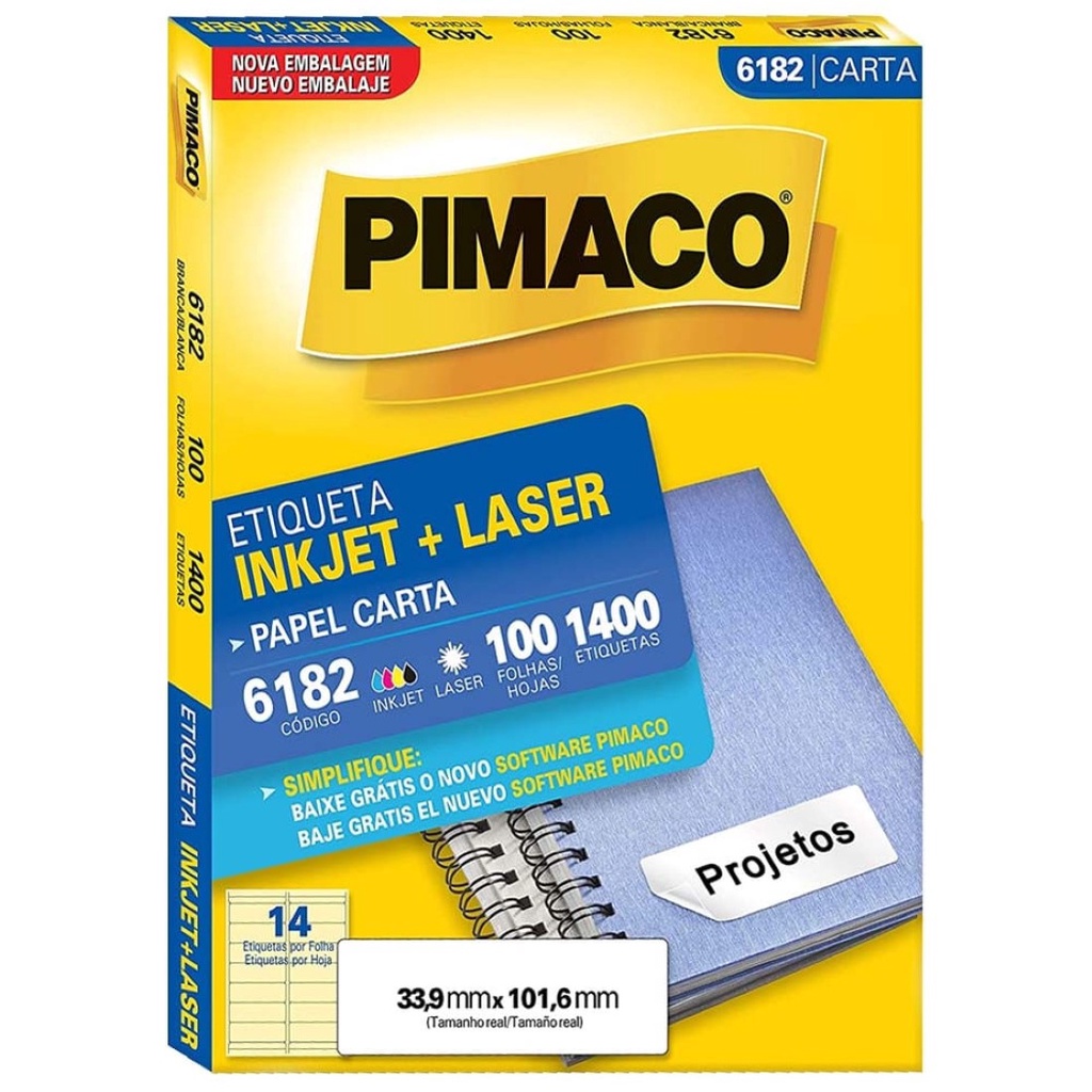 Etiqueta Pimaco Carta Inkjet Laser X Mm Folhas Shopee Brasil