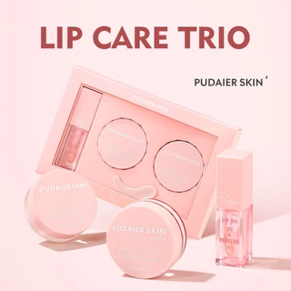 Conjunto De Tratamento Labial Esfoliante 3pcs Máscara Hidratante Para Os Lábios Óleo Batom Noturno