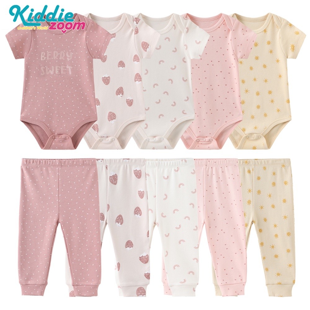 Conjunto De Roupas De 10 Peças/Manga Curta Para Bebês Algodão Macio Recém-Nascidos + Calças Presente