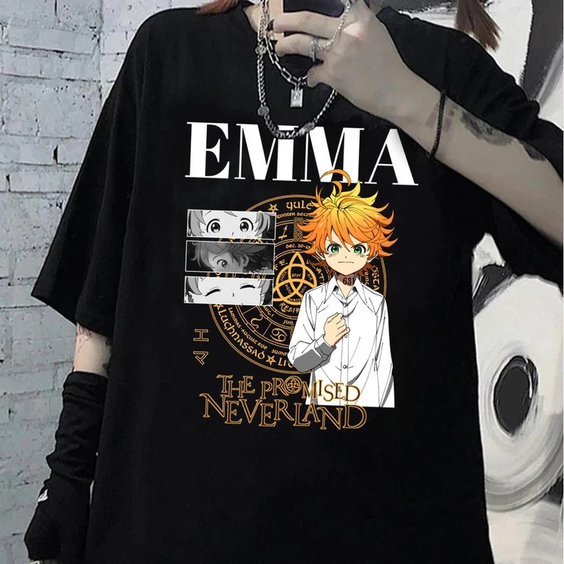 Camiseta Feminina T-shirt Baby Look Anime Yakusoku no Neverland Anime  Yakusoku no Neverland Personagens The Promised Neverland
