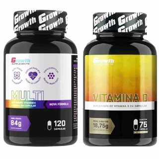 Kit Multivitaminico 120 Caps + Vitamina D 75 Caps Growth