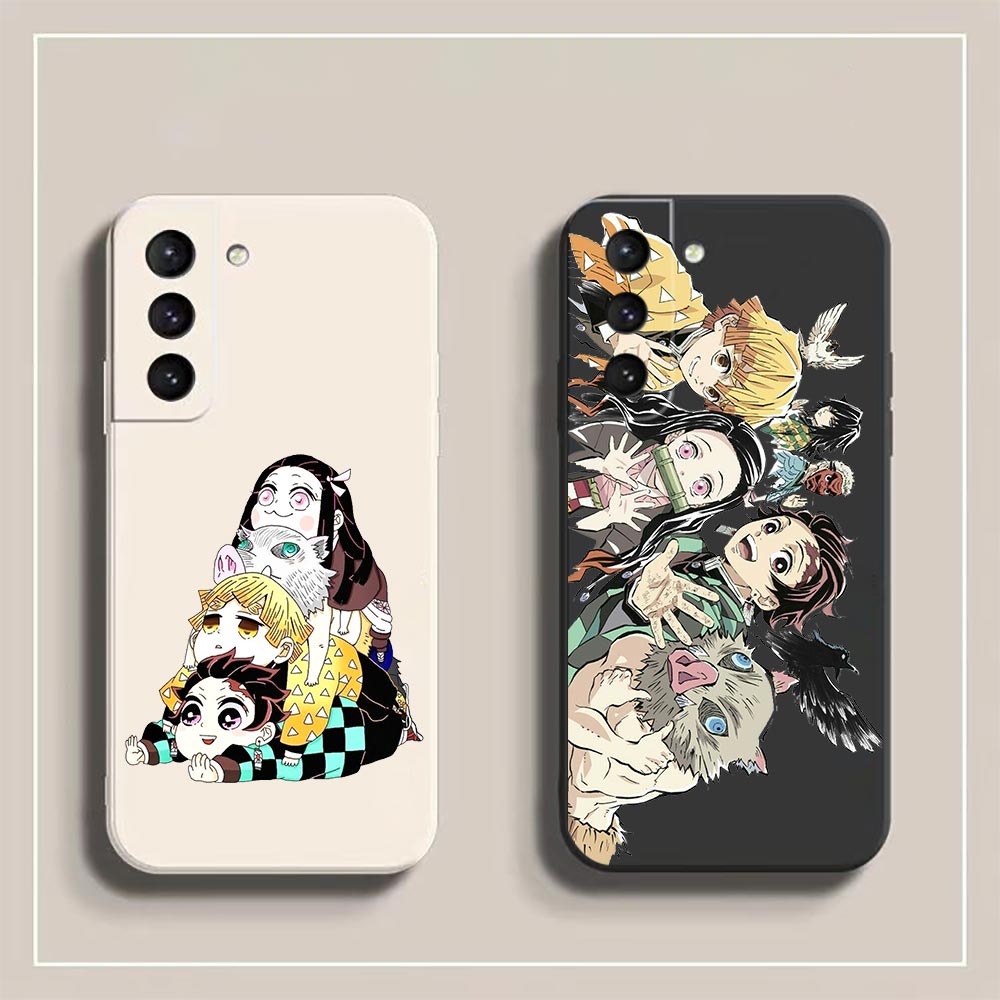 Cartoon Demon Slayer Anime Caçador De Demônios Todos Os Membros Estojo De Silicone Líquido Macio Para Telefone Samsung Galaxy S23 S22 S21 S20 FE Ultra Plus S10 S10E S9 S8 Lite 5G