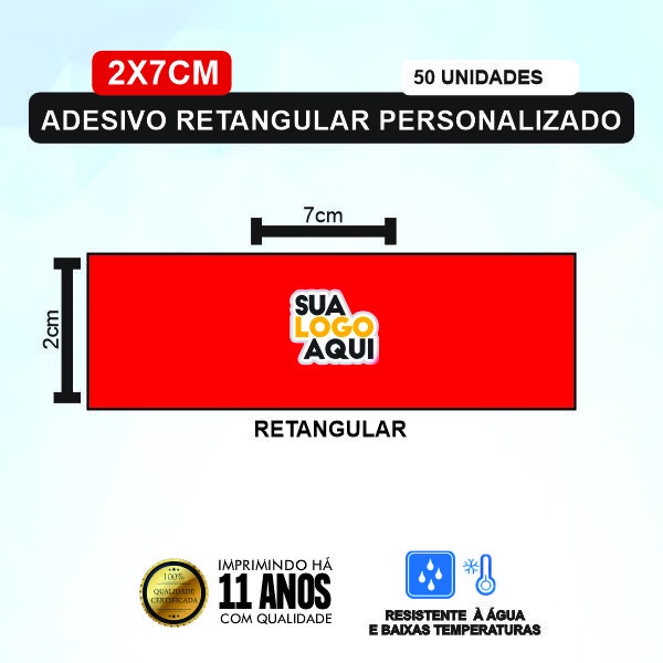 50 Adesivo Retangular 2x7cm Personalizado (Sua Arte aqui) | Shopee Brasil