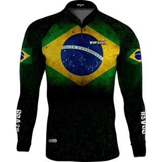 Brk Fishing - Camiseta Brasil Patriota Brasil Acima de Tudo Preta com UV 50+