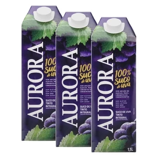kit 3 Suco de Uva Aurora Tinto Integral Tetra Pak 1,5L