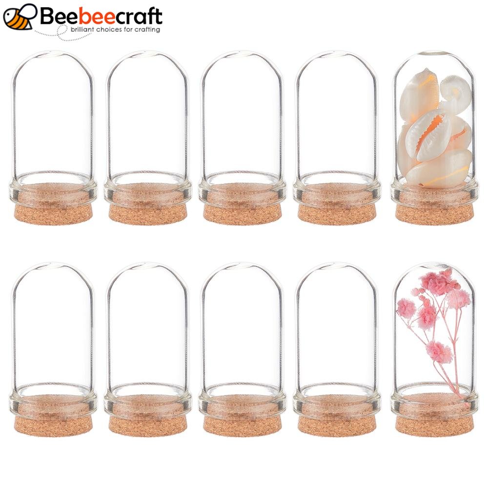 1 Caixa 20Pcs Cúpula De Vidro Cloche Tampa Frasco De Sino Com Base De Cortiça Para Casa De Bonecas Decoração De Expositor De Flores Secas 44,5x25mm Capacidade : 9ml (0,30fl . oz)