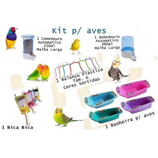 KIT AVES COMEDOURO, BEBEDOURO , BRINQUEDO E BANHEIRA - CALOPSITA, AGAPORNES AVES DIVERSAS