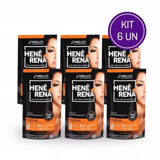 KIT 6 HENE RENA GEL PRETO CAFÉ 180G
