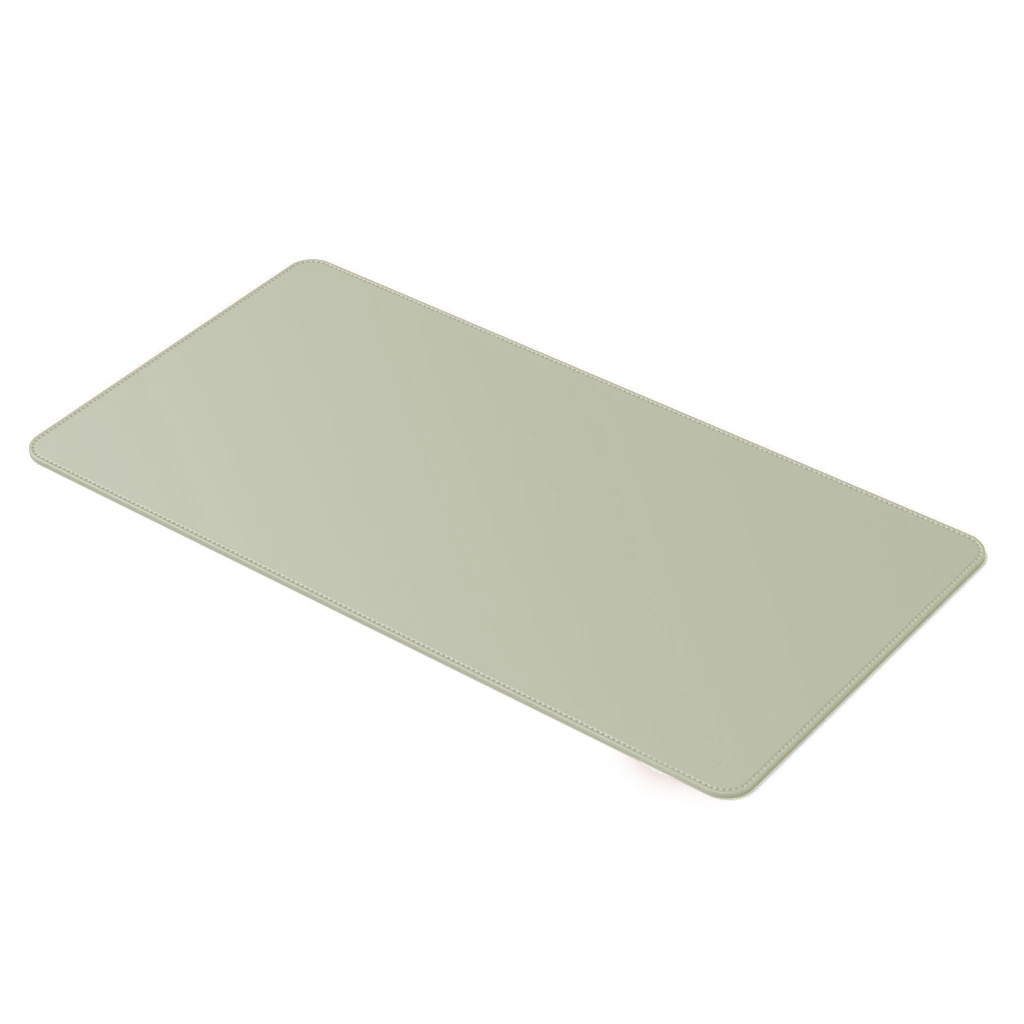 Desk Pad Grande Couro Sintético Verde Caqui Feltro Costurado Básico