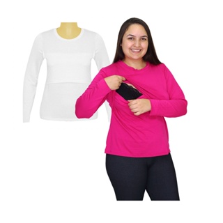 KIT 2 Blusas Amamentação Manga Longa tamanhos grandes