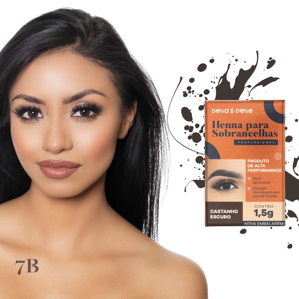 Henna Para Sobrancelhas Della & Delle Castanho Escuro - 1.5g | Shopee