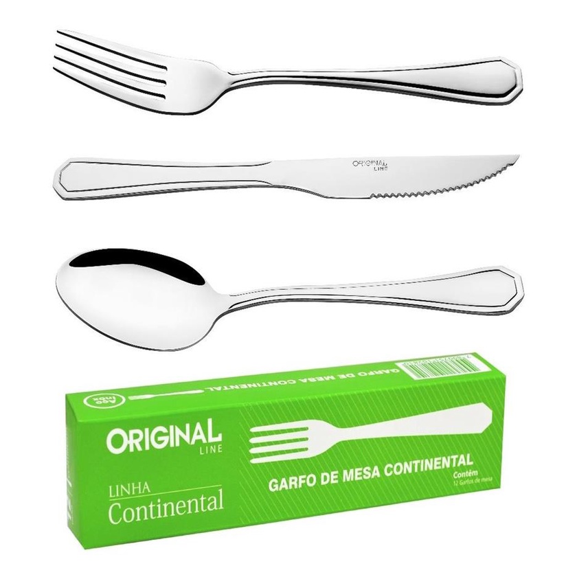 Jogo De Garfos De Mesa Inox 12pçs Talheres Continental