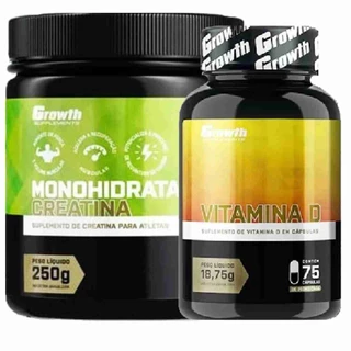 Kit Creatina 250g Monohidratada + Vitamina D 75 Caps Growth