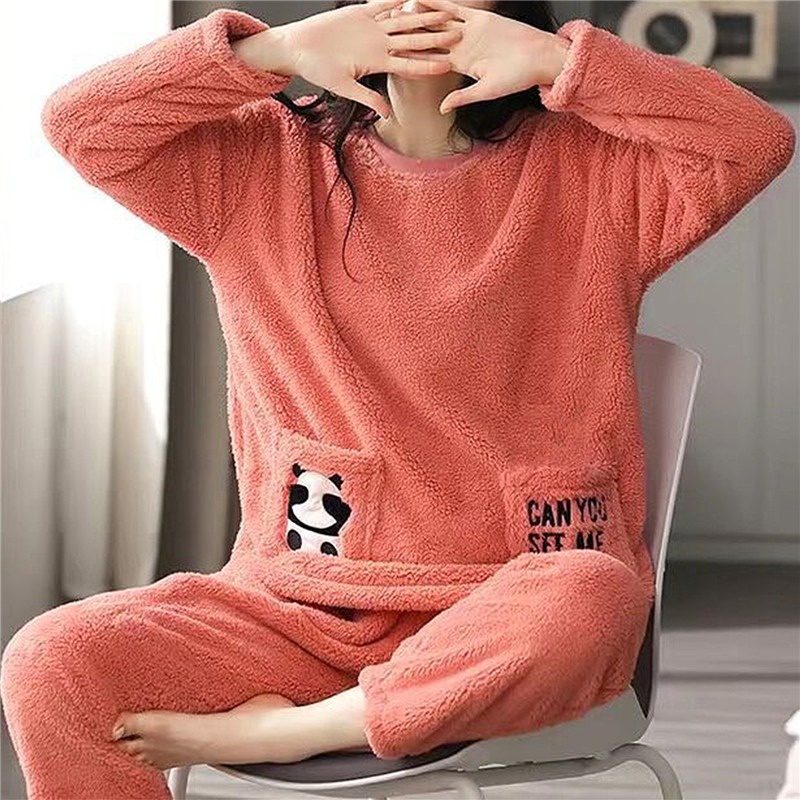 Roupa De Dormir Feminina Kawaii Flanela Conjunto De Pijama Feminino Inverno  Veludo Manga Longa Roupas Quentes Para Casa Anime Pijama Para Jovem  Camisola Gif De $124,7