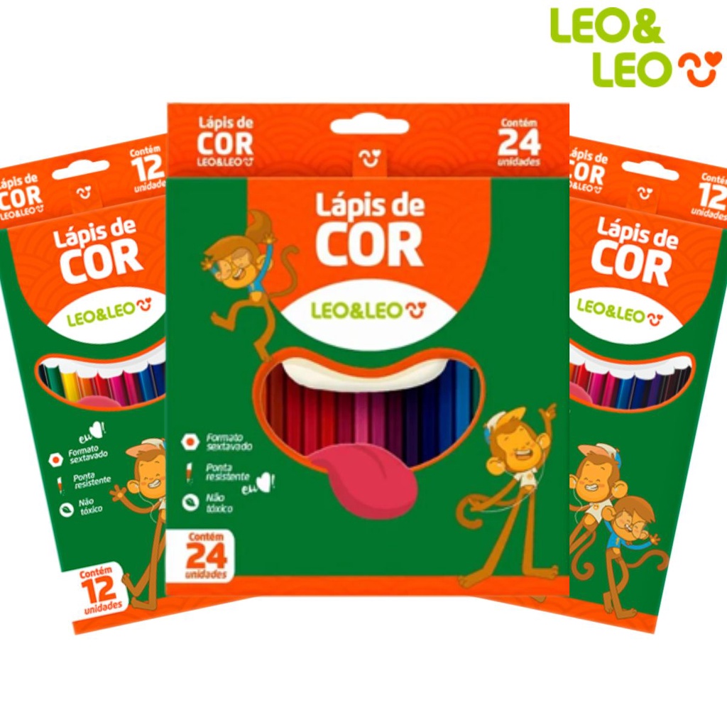 Lápis De Cor Pintar Colorir Leo & Leo Eco 24 Cores