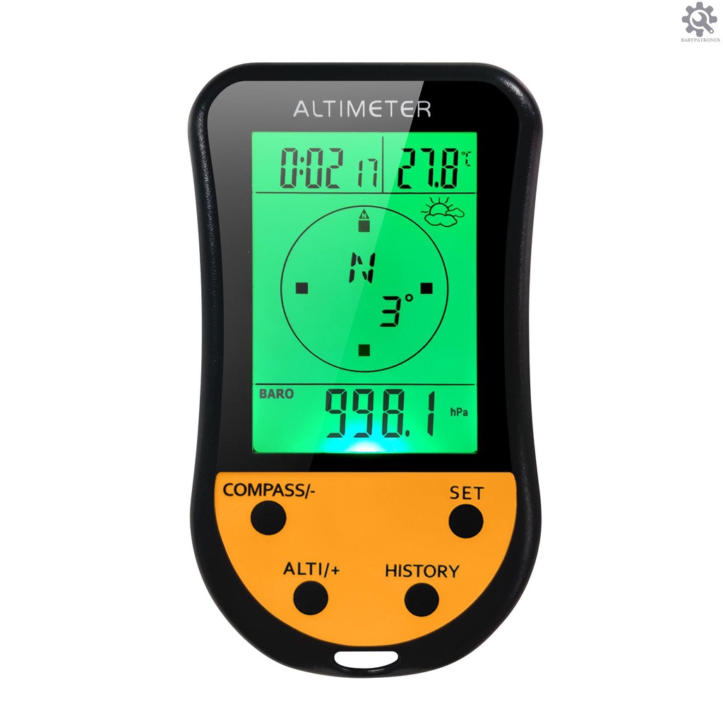 Altimetro Digitale, Termometro Meteo 8 in 1, Barometro, Bussola Digitale LCD, Altimetro per Escursioni all'aperto
